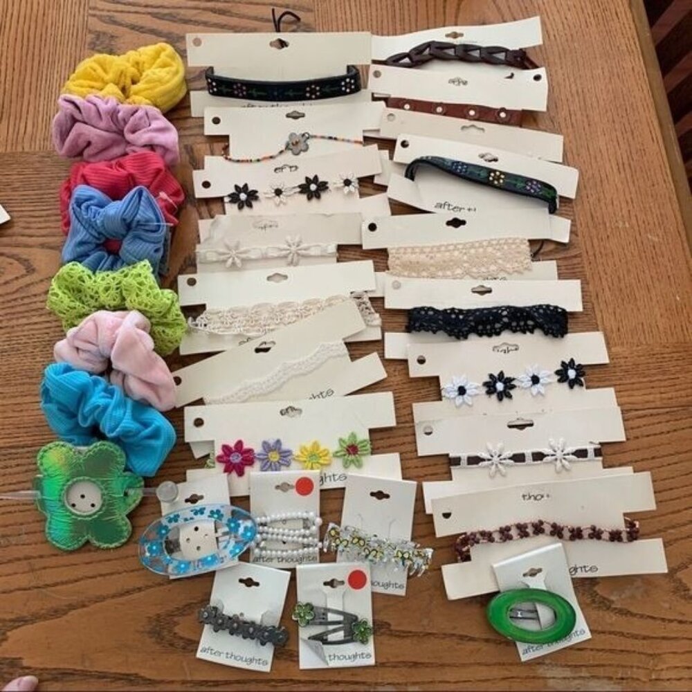 30!‎ Vintage 90s Afterthoughts Chokers, Scrunchies, Hair Access Hippie Boho NEW